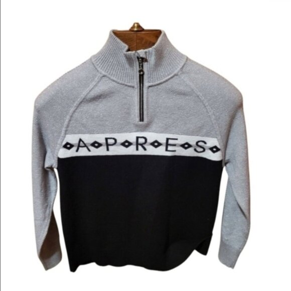 NILS Sweaters - Nils Apres Ski Black & Silver Quarter Zip Sweater Size Small